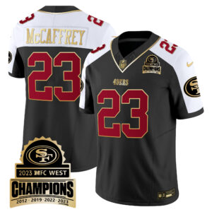 Men's 49ers 2023 NFC West Champions Patch Vapor Jersey V4 - All Stitched