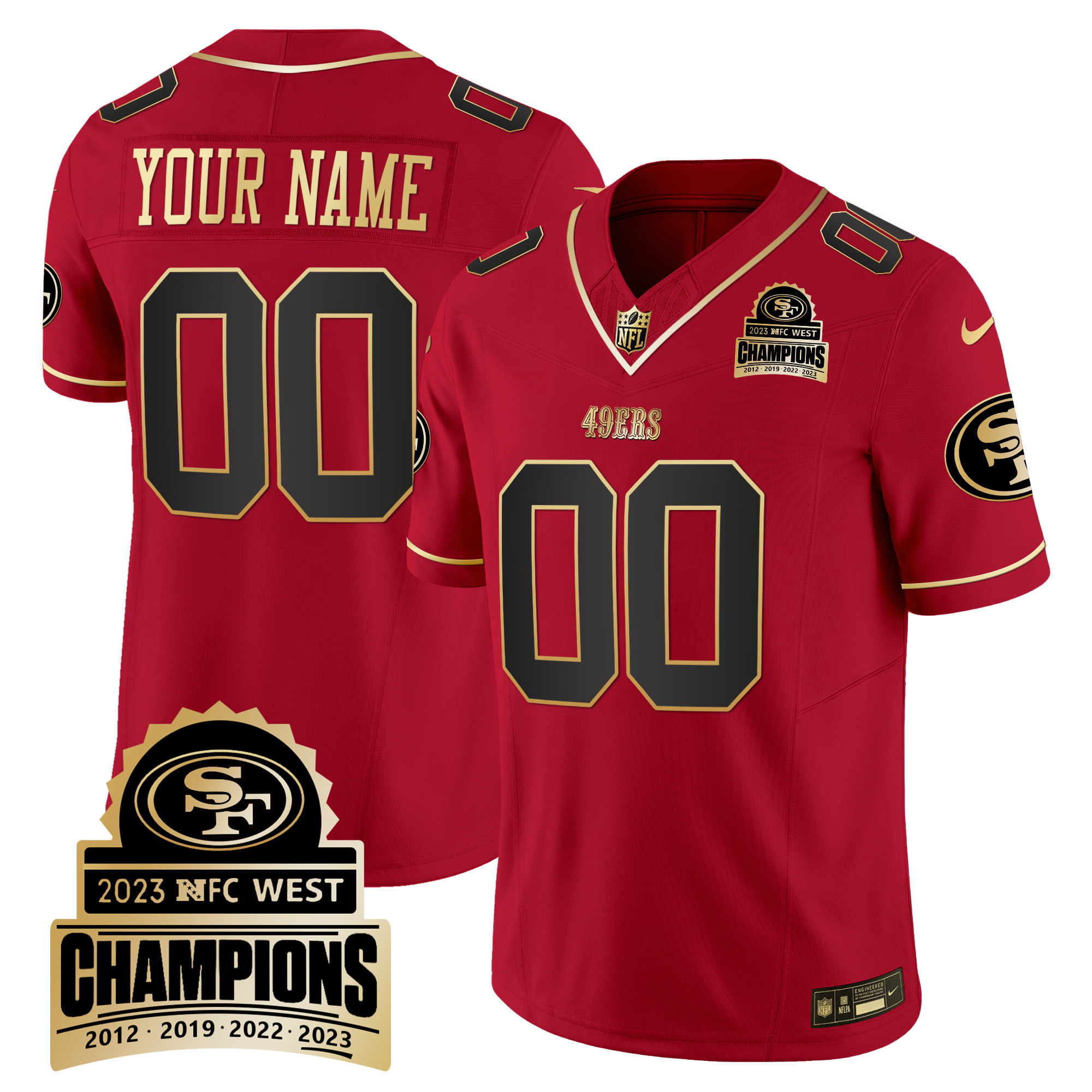 49ers 2023 NFC West Champions Patch Vapor Custom Jersey V4 - All Stitched - Image 3