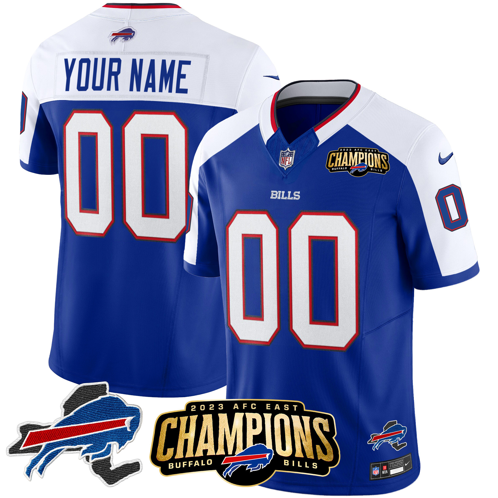 Bills 2023 AFC East Champions Patch Vapor Custom Jersey V2 - All Stitched - Image 2