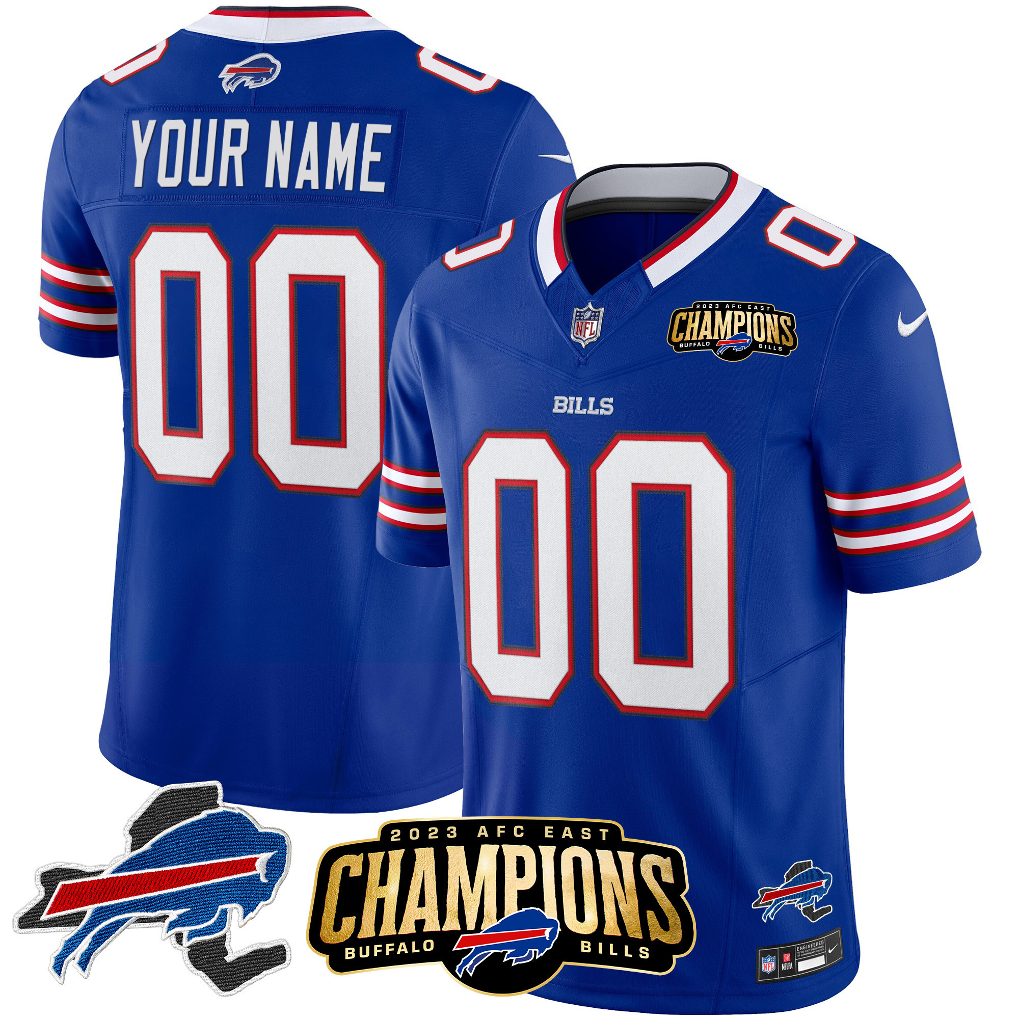 Bills 2023 AFC East Champions Patch Vapor Custom Jersey V2 - All Stitched - Image 3