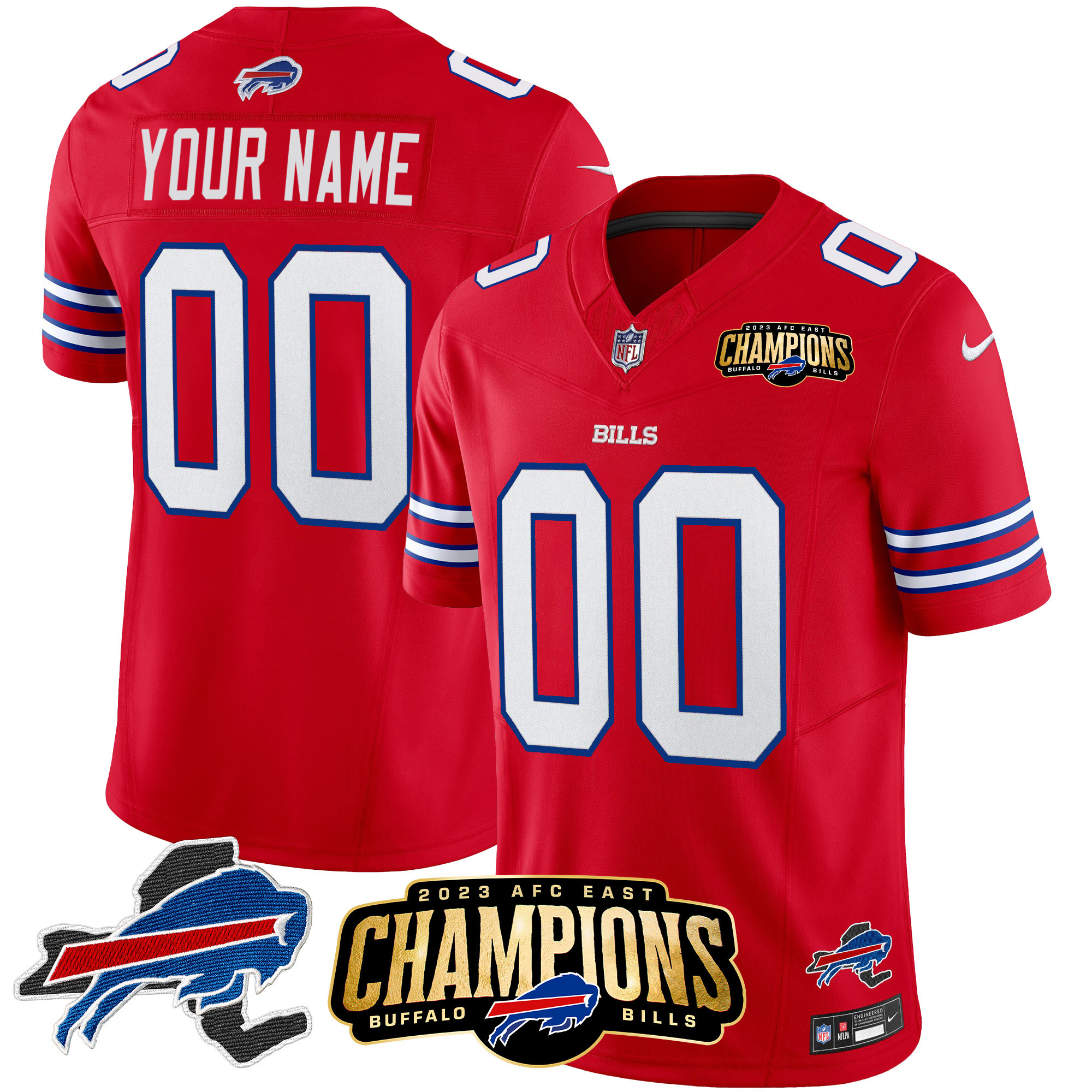 Bills 2023 AFC East Champions Patch Vapor Custom Jersey V2 - All Stitched - Image 4