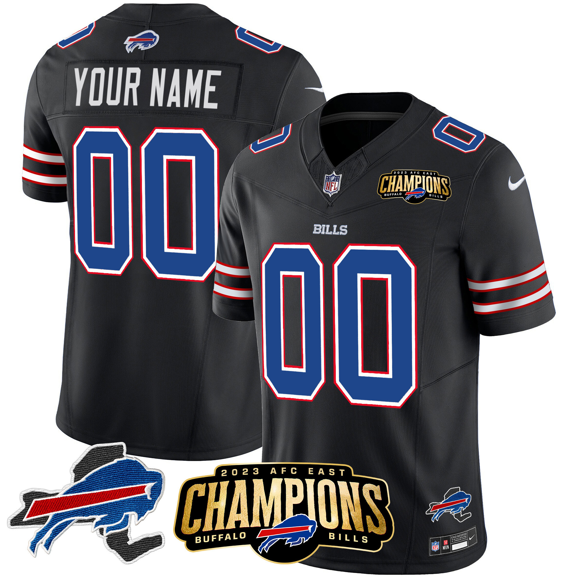 Bills 2023 AFC East Champions Patch Vapor Custom Jersey V2 - All Stitched - Image 6