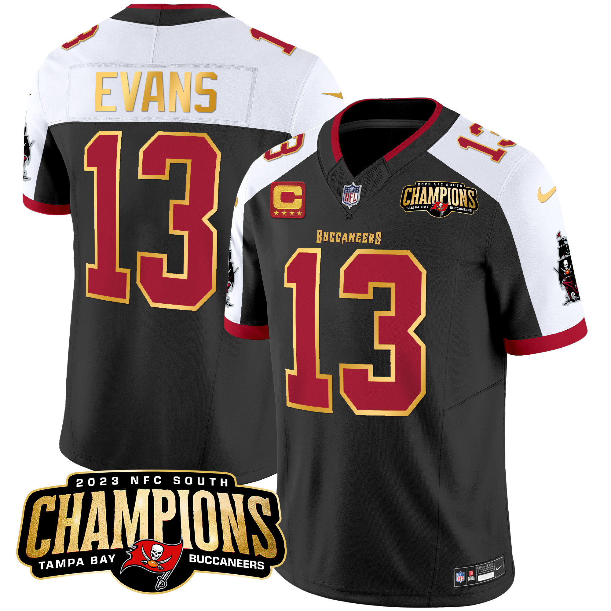 Men's Buccaneers 2023 NFC South Champions Patch Gold Trim Vapor Jersey - All Stitched - Image 2
