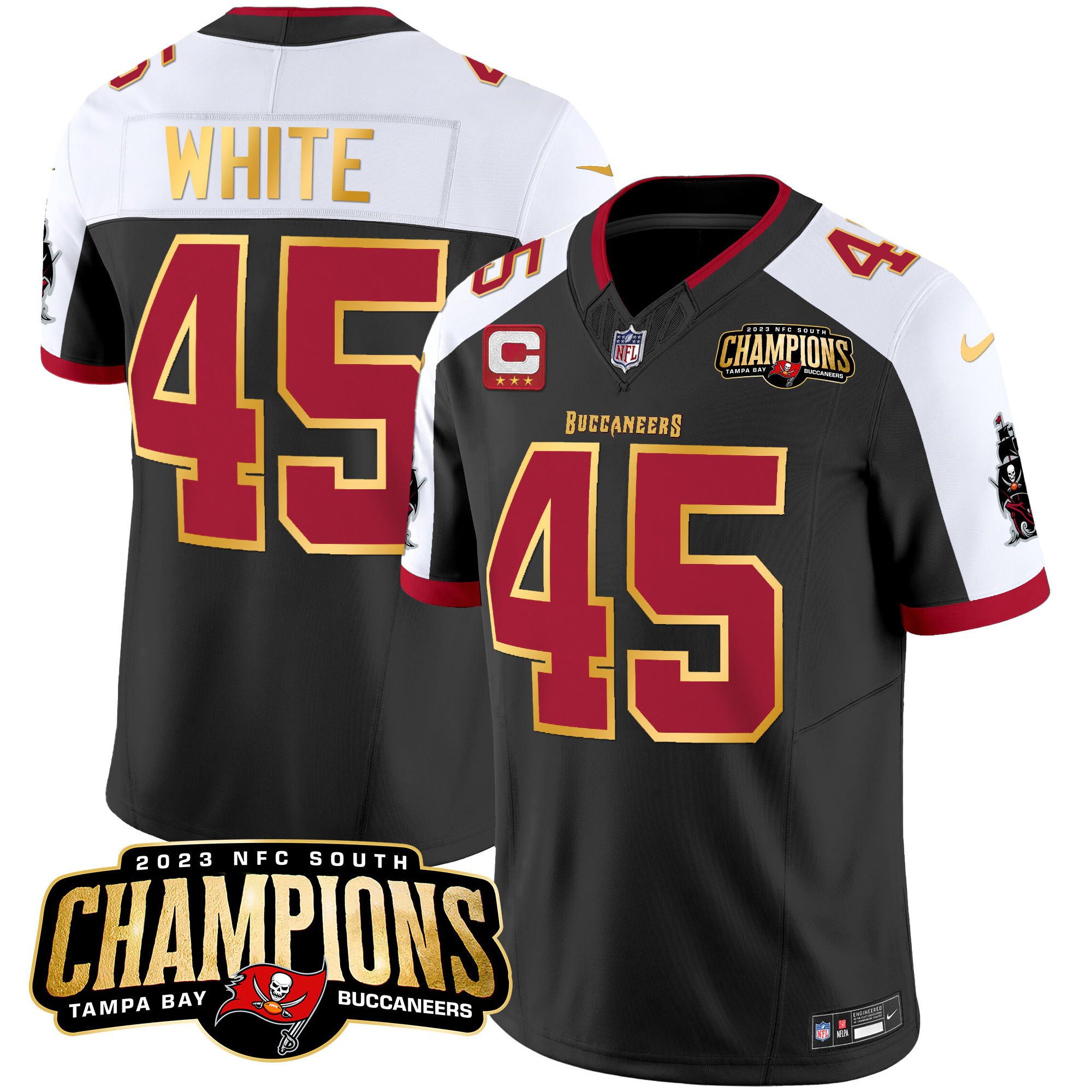 Men's Buccaneers 2023 NFC South Champions Patch Gold Trim Vapor Jersey - All Stitched - Image 7