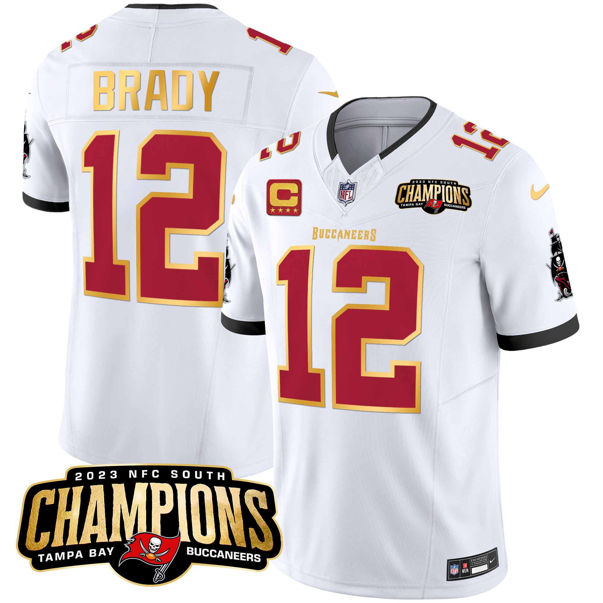 Men's Buccaneers 2023 NFC South Champions Patch Gold Trim Vapor Jersey - All Stitched - Image 22