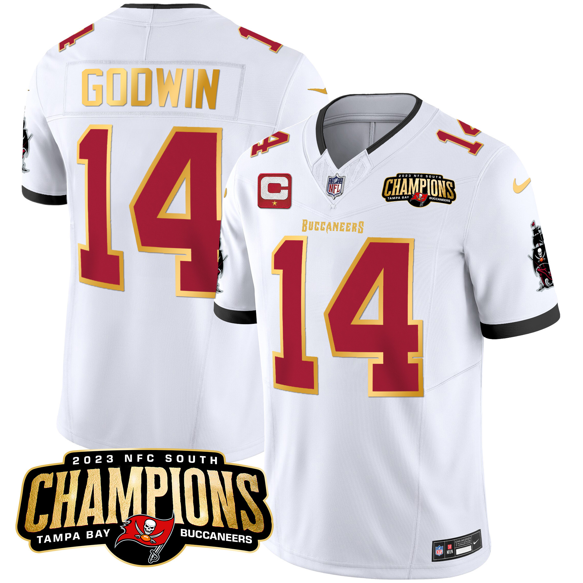 Men's Buccaneers 2023 NFC South Champions Patch Gold Trim Vapor Jersey - All Stitched - Image 24