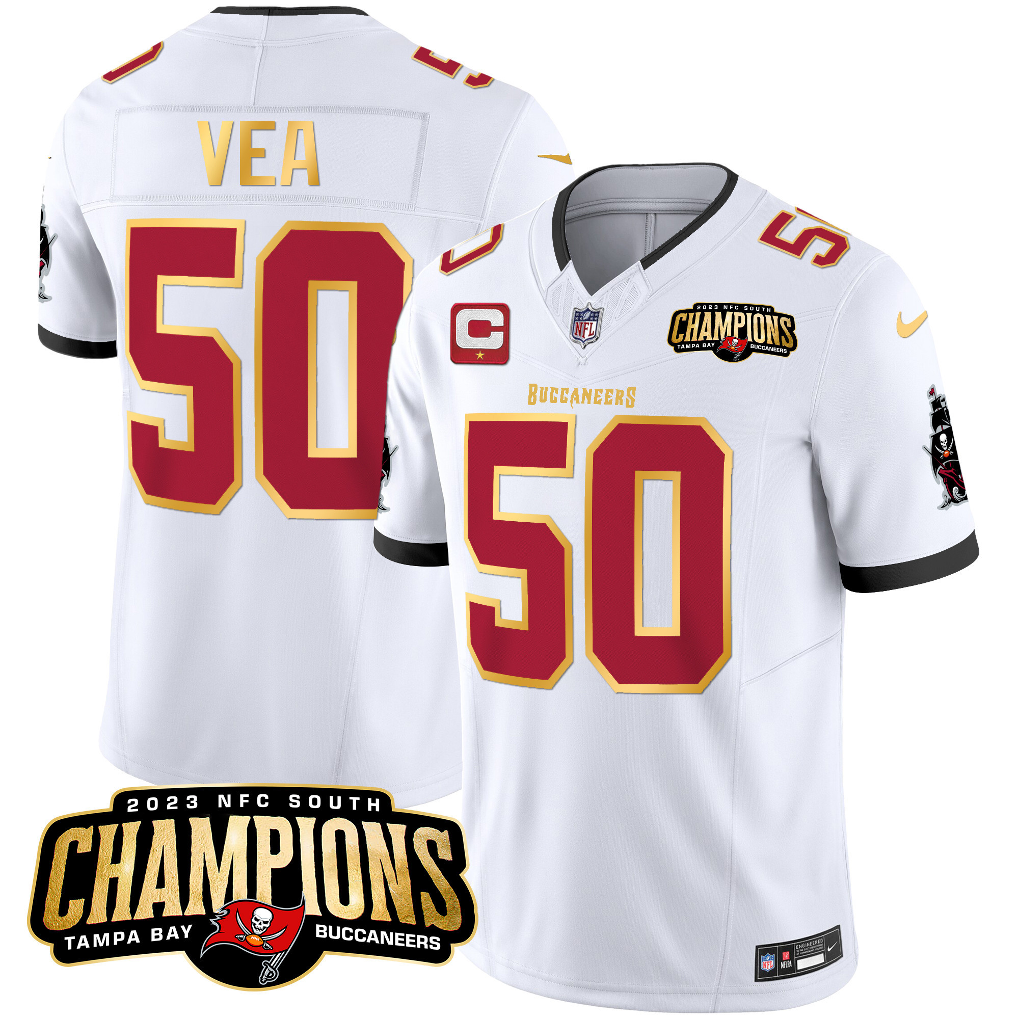 Men's Buccaneers 2023 NFC South Champions Patch Gold Trim Vapor Jersey - All Stitched - Image 26
