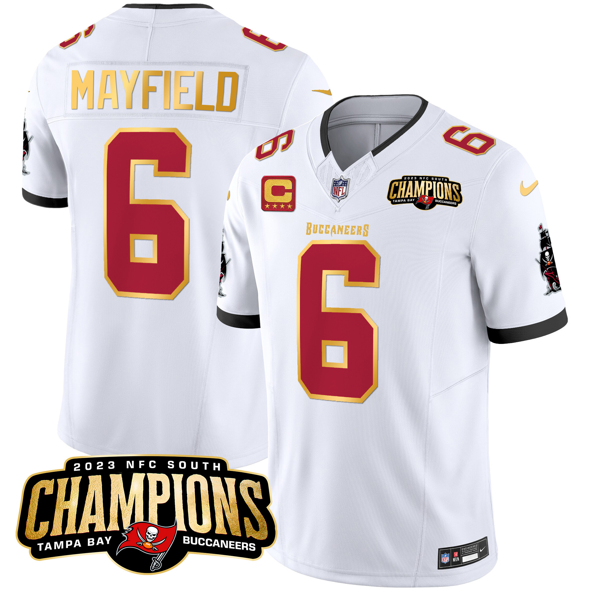 Men's Buccaneers 2023 NFC South Champions Patch Gold Trim Vapor Jersey - All Stitched - Image 25