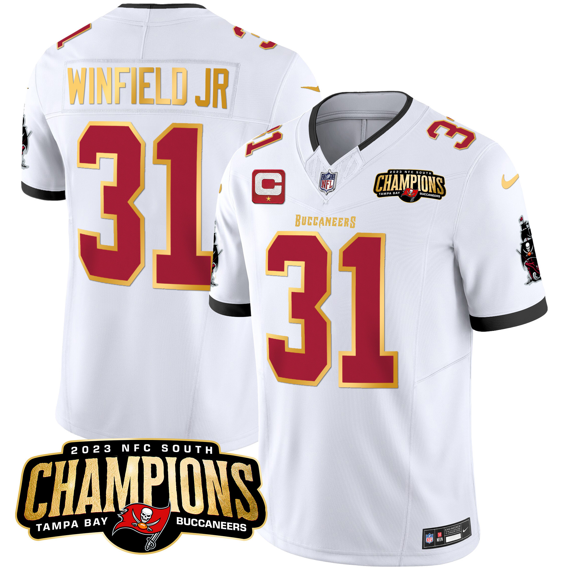 Men's Buccaneers 2023 NFC South Champions Patch Gold Trim Vapor Jersey - All Stitched - Image 27