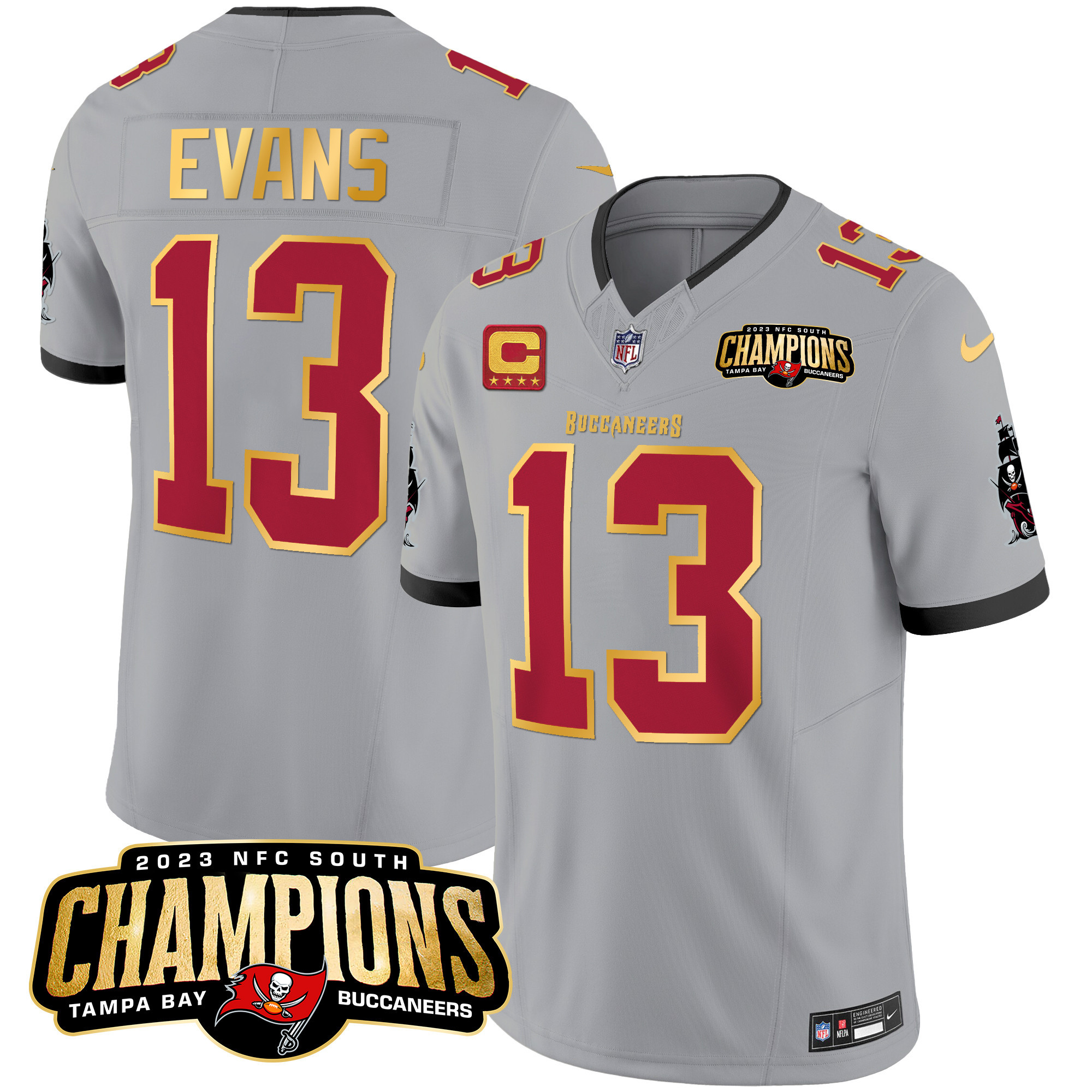 Men's Buccaneers 2023 NFC South Champions Patch Gold Trim Vapor Jersey - All Stitched - Image 37