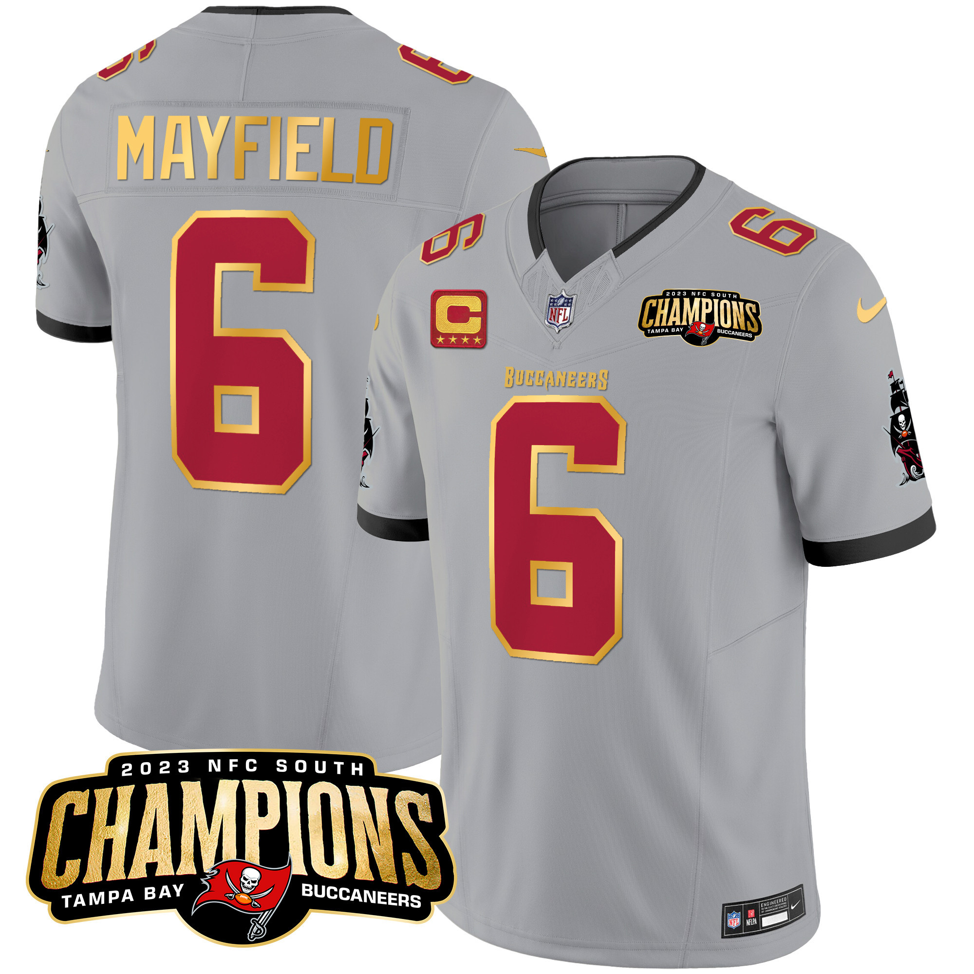 Men's Buccaneers 2023 NFC South Champions Patch Gold Trim Vapor Jersey - All Stitched - Image 39