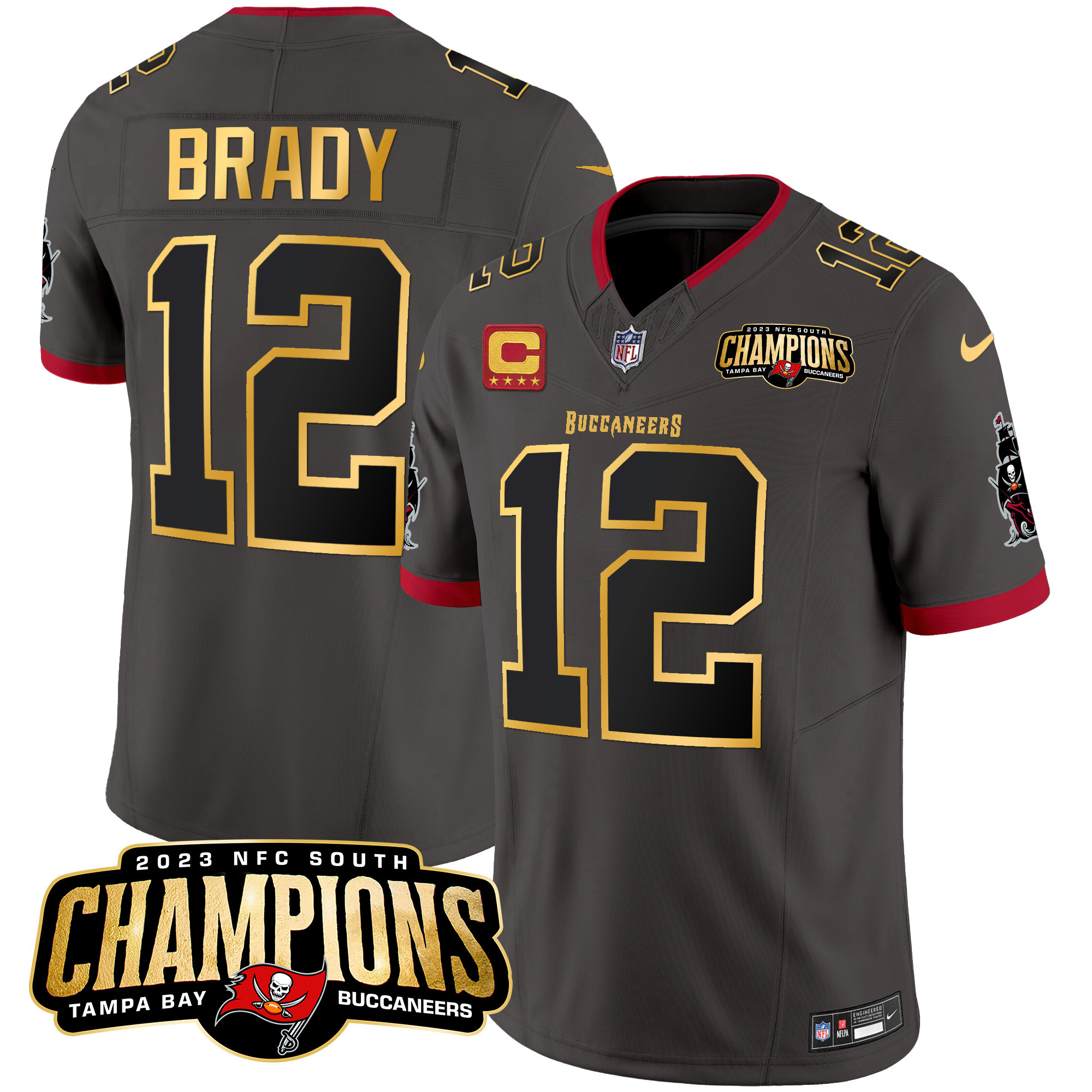 Men's Buccaneers 2023 NFC South Champions Patch Gold Trim Vapor Jersey - All Stitched - Image 29