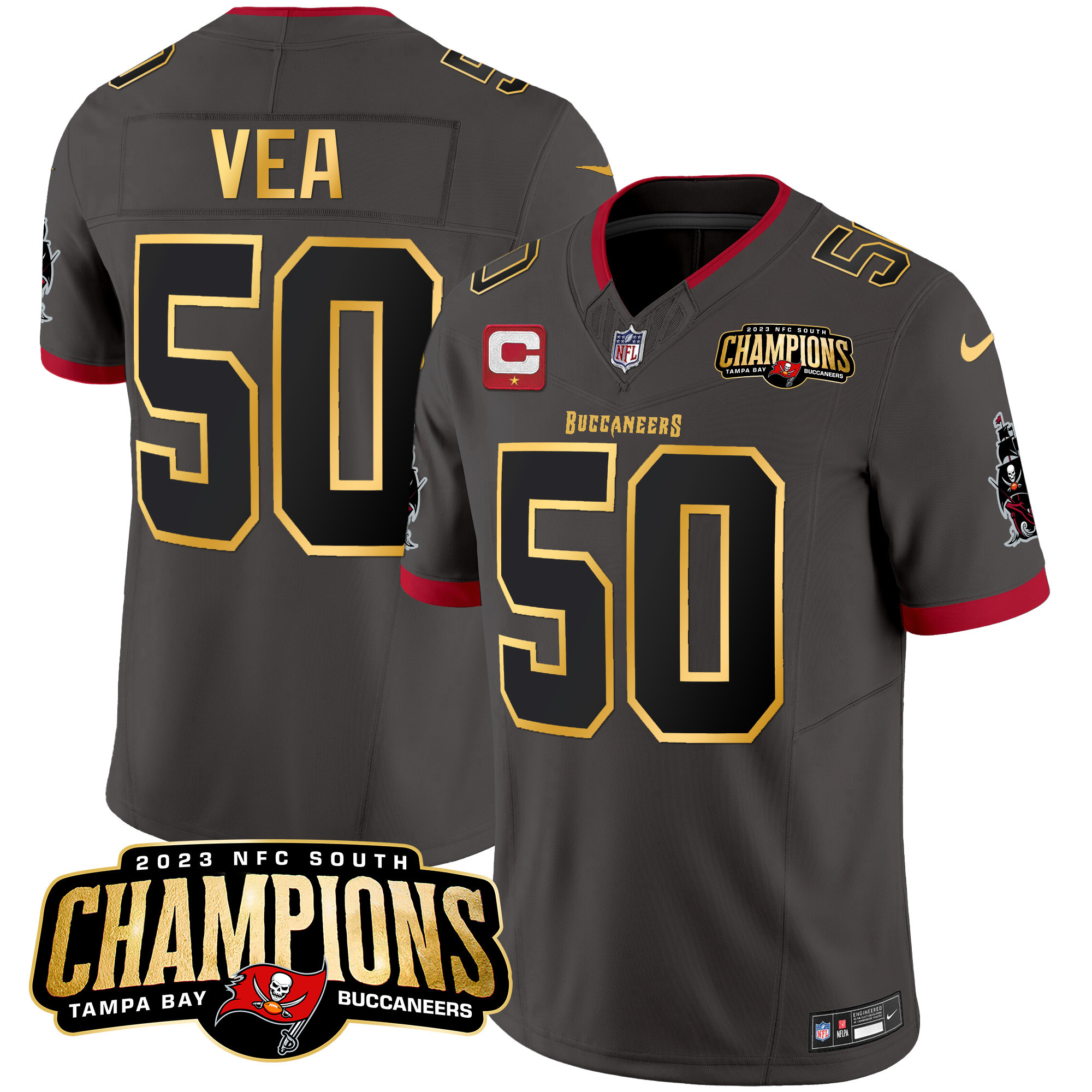 Men's Buccaneers 2023 NFC South Champions Patch Gold Trim Vapor Jersey - All Stitched - Image 33