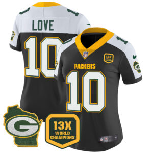 Women's Packers 13 Time World Champions & Home Patch Vapor Jersey – All Stitched