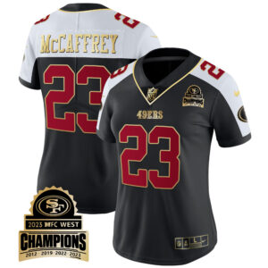 Women's 49ers 2023 NFC West Champions Patch Vapor Jersey V4 - All Stitched