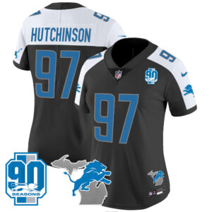 Women's Detroit Lions 90th Year & Michigan Patch Vapor Jersey - All Stitched