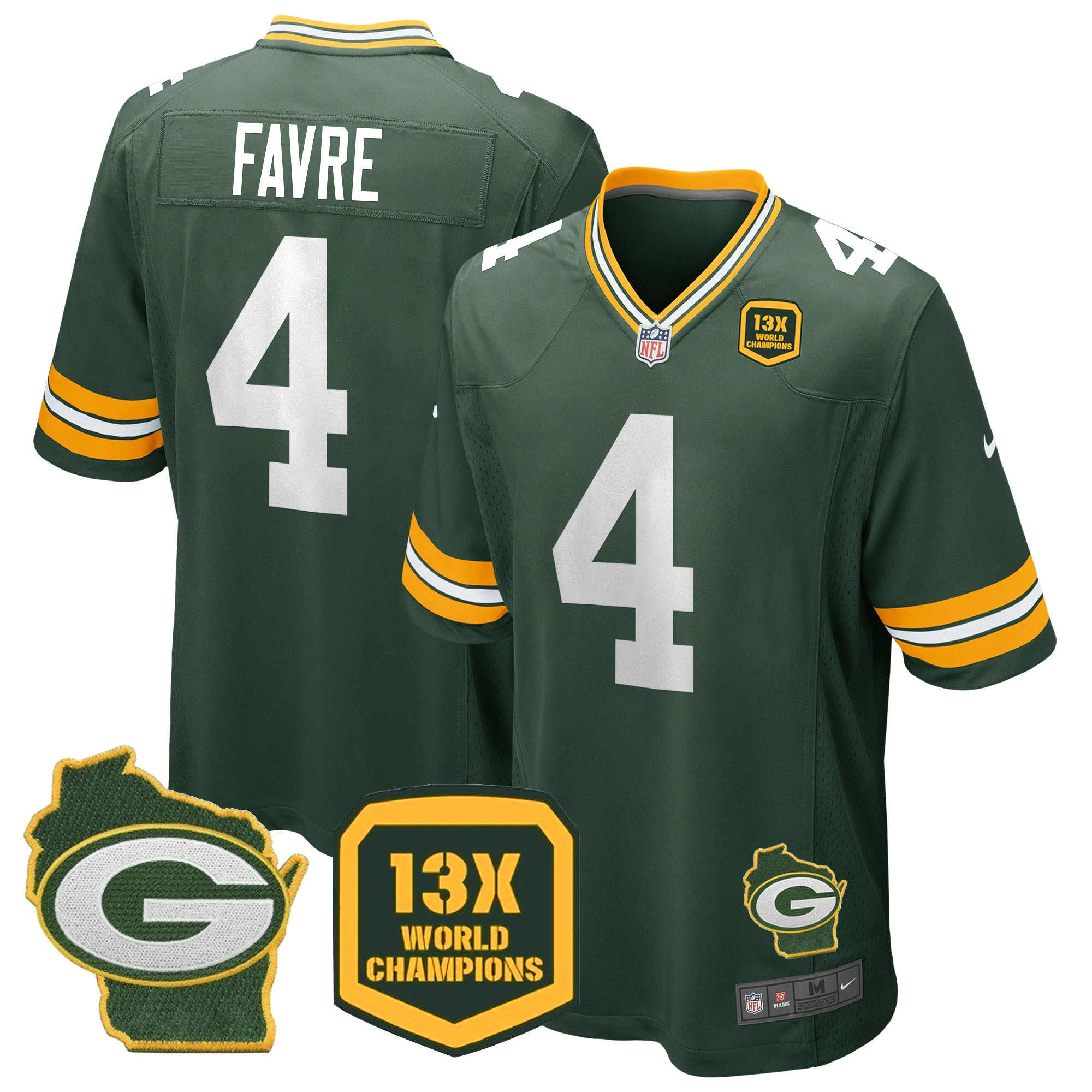 Men's Packers 13 Time World Champions & Home Patch Game Jersey – All Stitched - Image 11