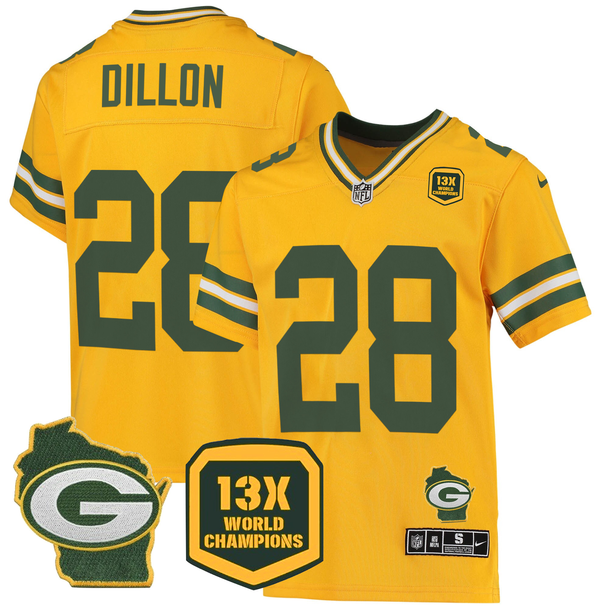 Men's Packers 13 Time World Champions & Home Patch Game Jersey – All Stitched - Image 14