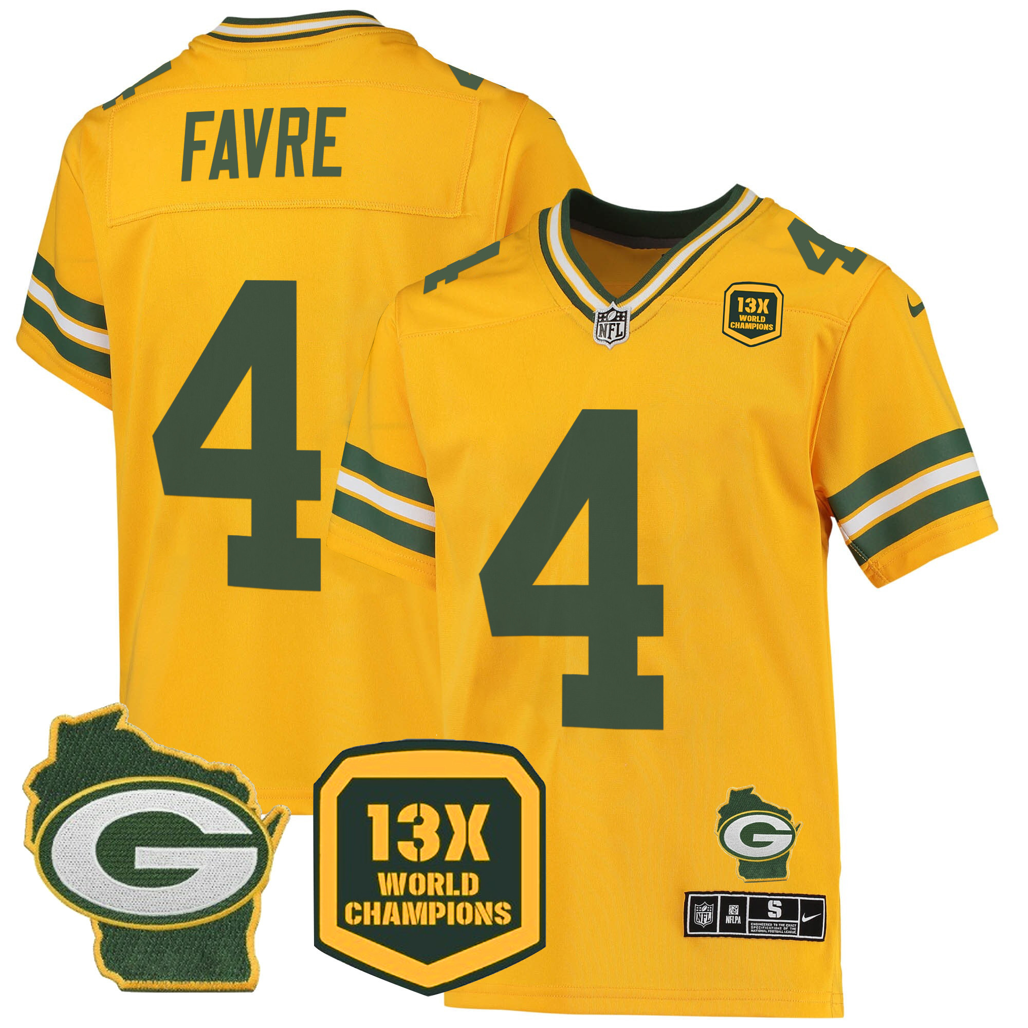 Men's Packers 13 Time World Champions & Home Patch Game Jersey – All Stitched - Image 17