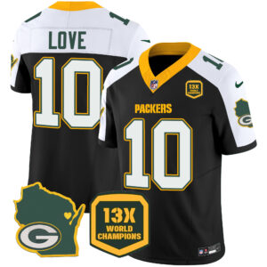 Men's Packers 13 Time World Champions & Home Patch Vapor Jersey V2 – All Stitched