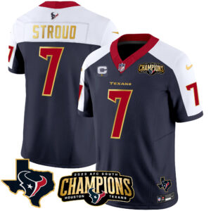 Men's Houston Texans 2023 AFC South Champions Patch Gold Trim Vapor Jersey - All Stitched