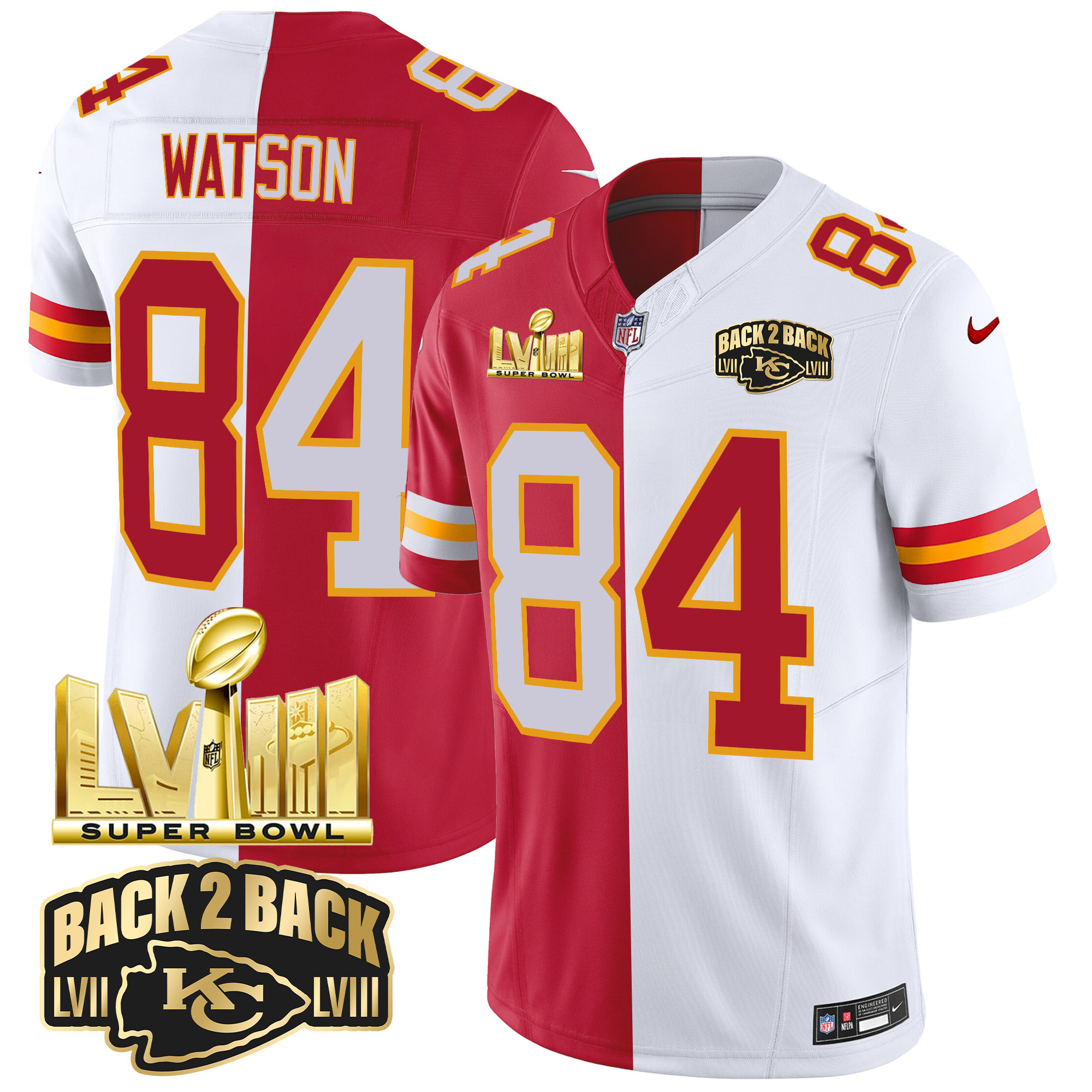 Youth's Chiefs Super Bowl LVIII & Back 2 Back Gold Patch Vapor Jersey V2 - All Stitched - Image 33