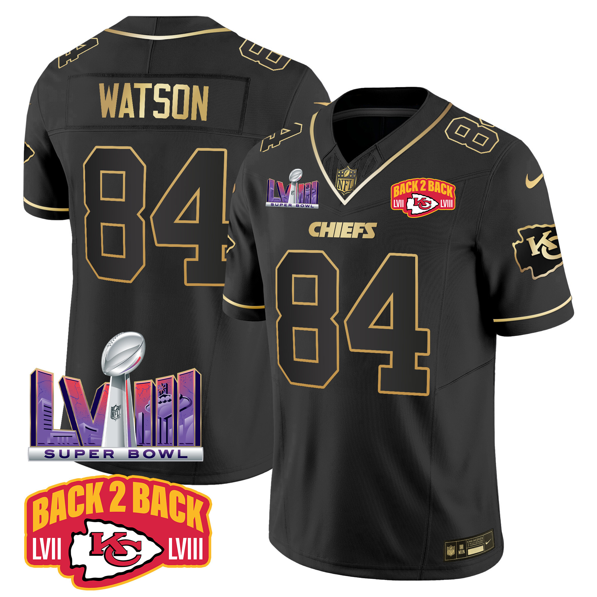 Men's Chiefs Super Bowl LVIII & Back 2 Back Patch Vapor Jersey V2 - All Stitched - Image 12