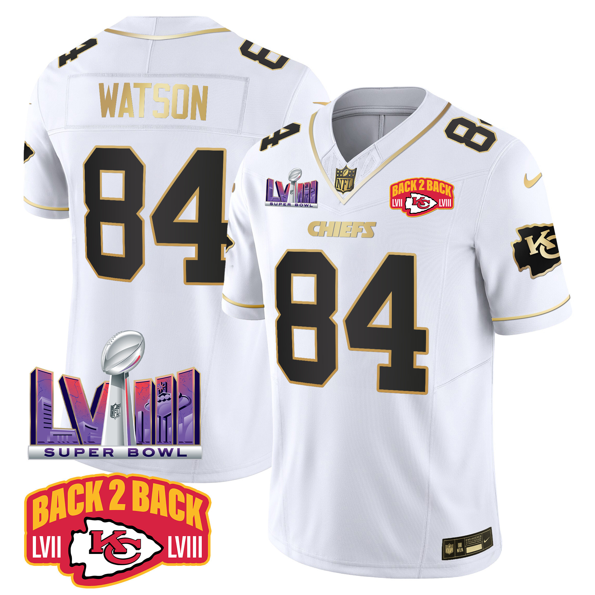 Men's Chiefs Super Bowl LVIII & Back 2 Back Patch Vapor Jersey V2 - All Stitched - Image 19