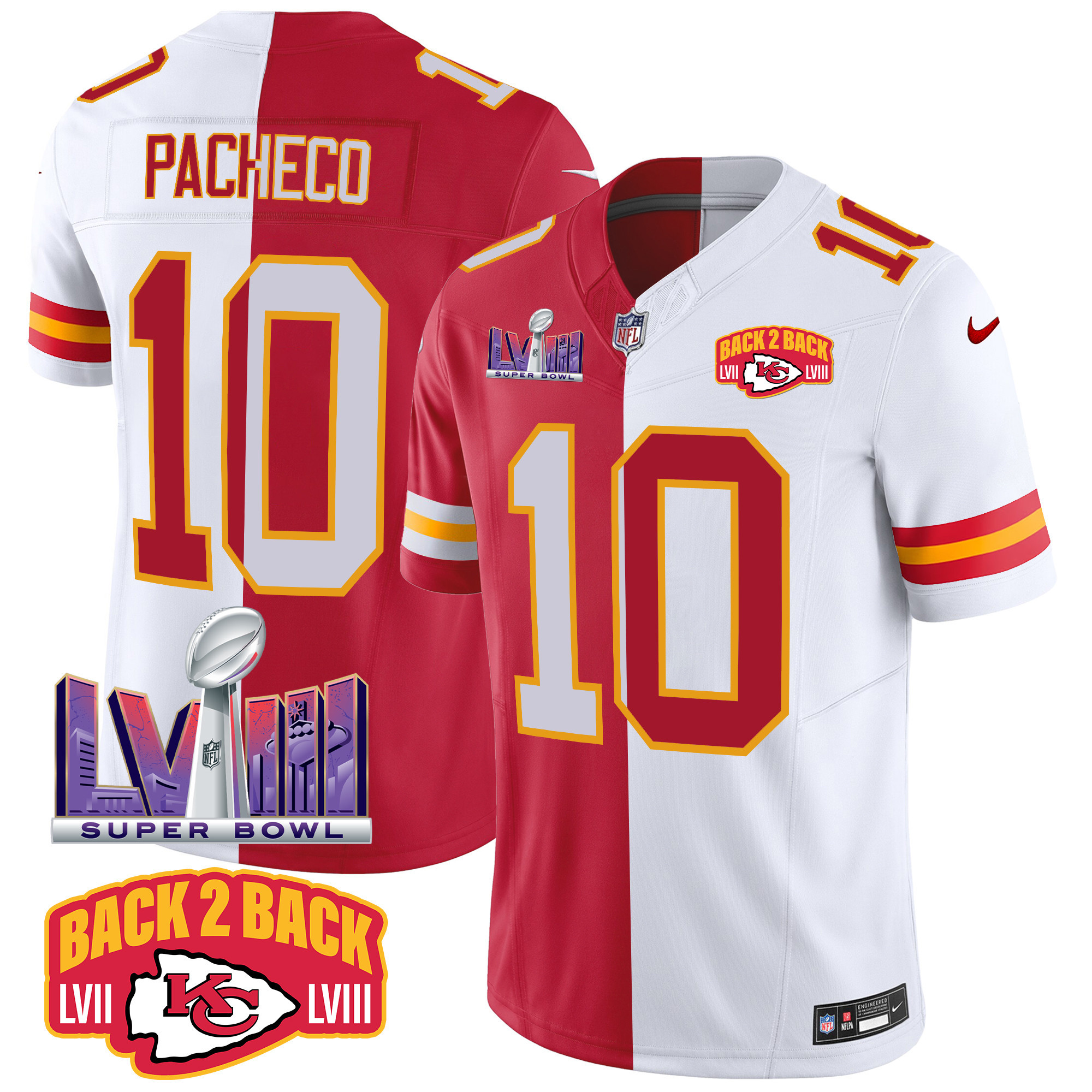 Men's Chiefs Super Bowl LVIII & Back 2 Back Patch Vapor Jersey V2 - All Stitched - Image 32