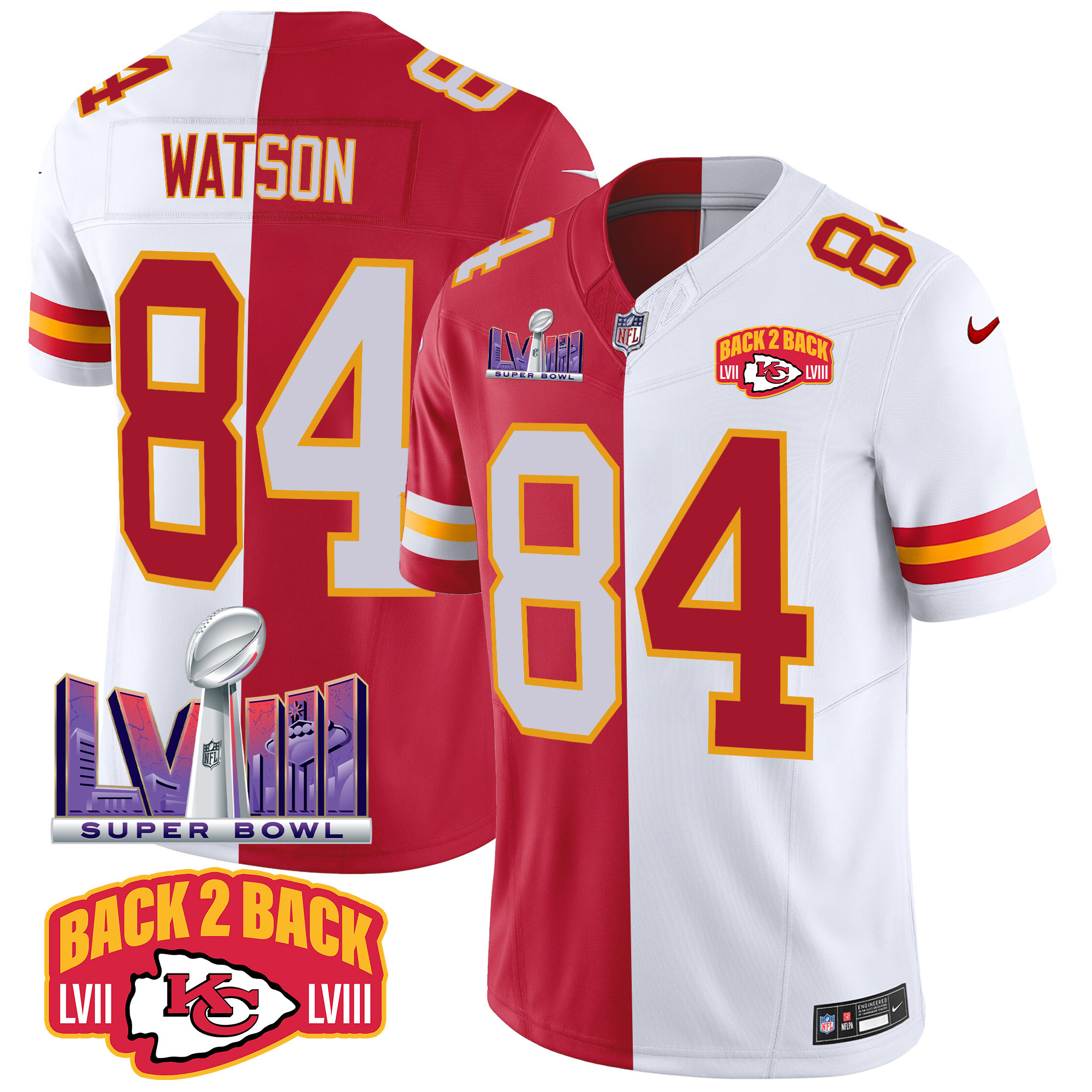 Men's Chiefs Super Bowl LVIII & Back 2 Back Patch Vapor Jersey V2 - All Stitched - Image 33