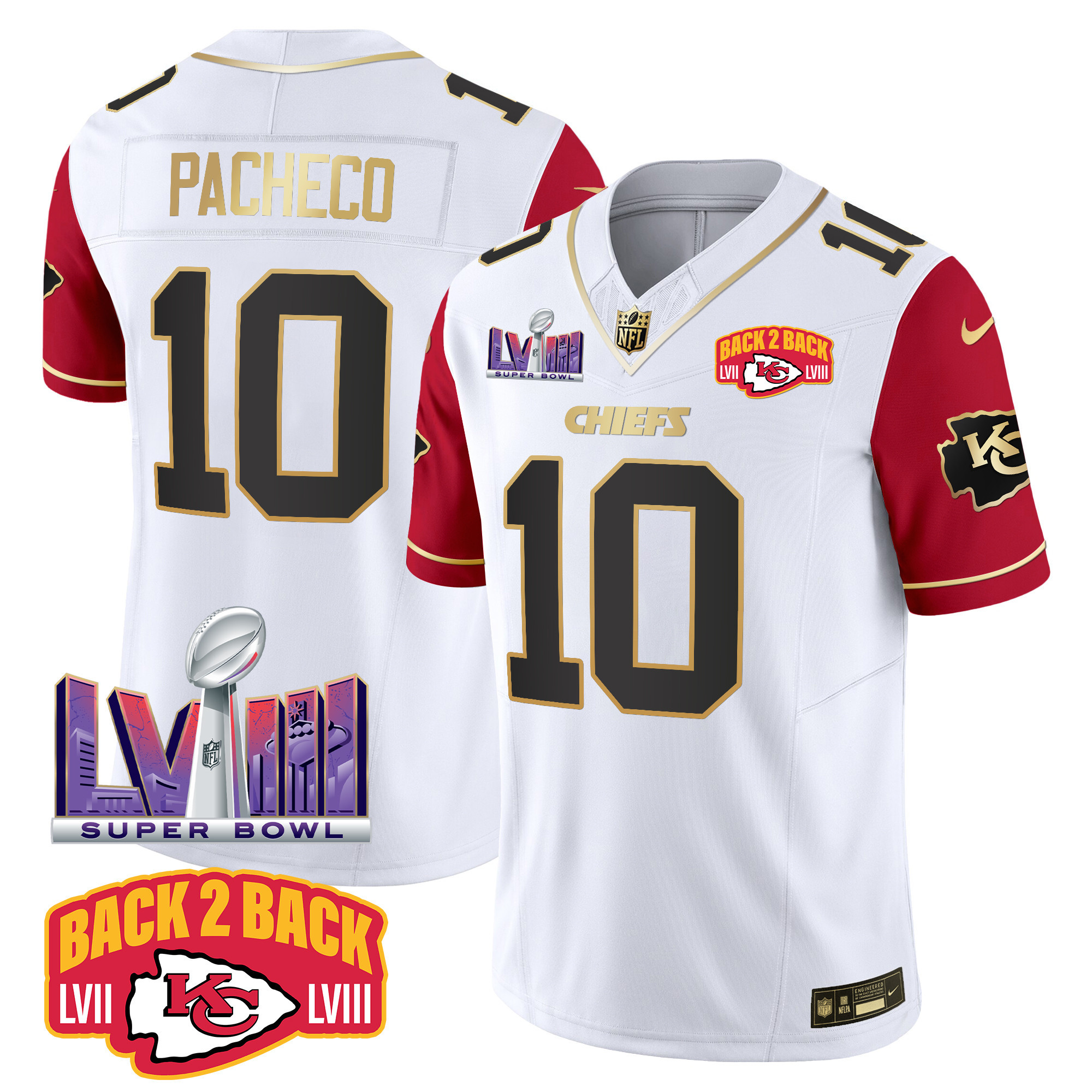 Men's Chiefs Super Bowl LVIII & Back 2 Back Patch Vapor Jersey V2 - All Stitched - Image 39