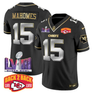 Men's Chiefs Super Bowl LVIII & Back 2 Back Patch Vapor Jersey V2 - All Stitched