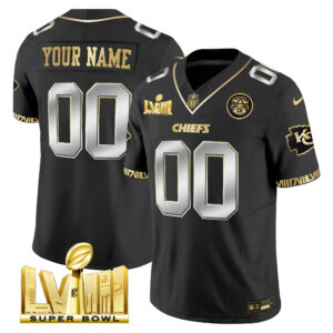 Chiefs Super Bowl LVIII Pattern Gold Vapor Custom Jersey - All Stitched