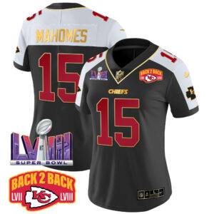 Women's Chiefs Super Bowl LVIII & Back 2 Back Patch Vapor Jersey - All Stitched