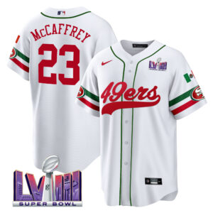 Men's 49ers Mexico Super Bowl LVIII Patch Baseball Jersey - All Stitched