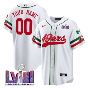 49ers Mexico Super Bowl LVIII Patch Baseball Custom Jersey - All Stitched