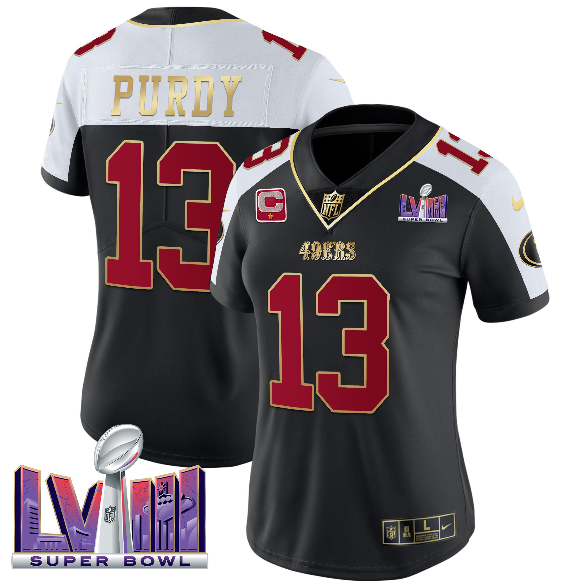 Women's 49ers Super Bowl LVIII Patch Vapor Jersey - All Stitched - Image 3
