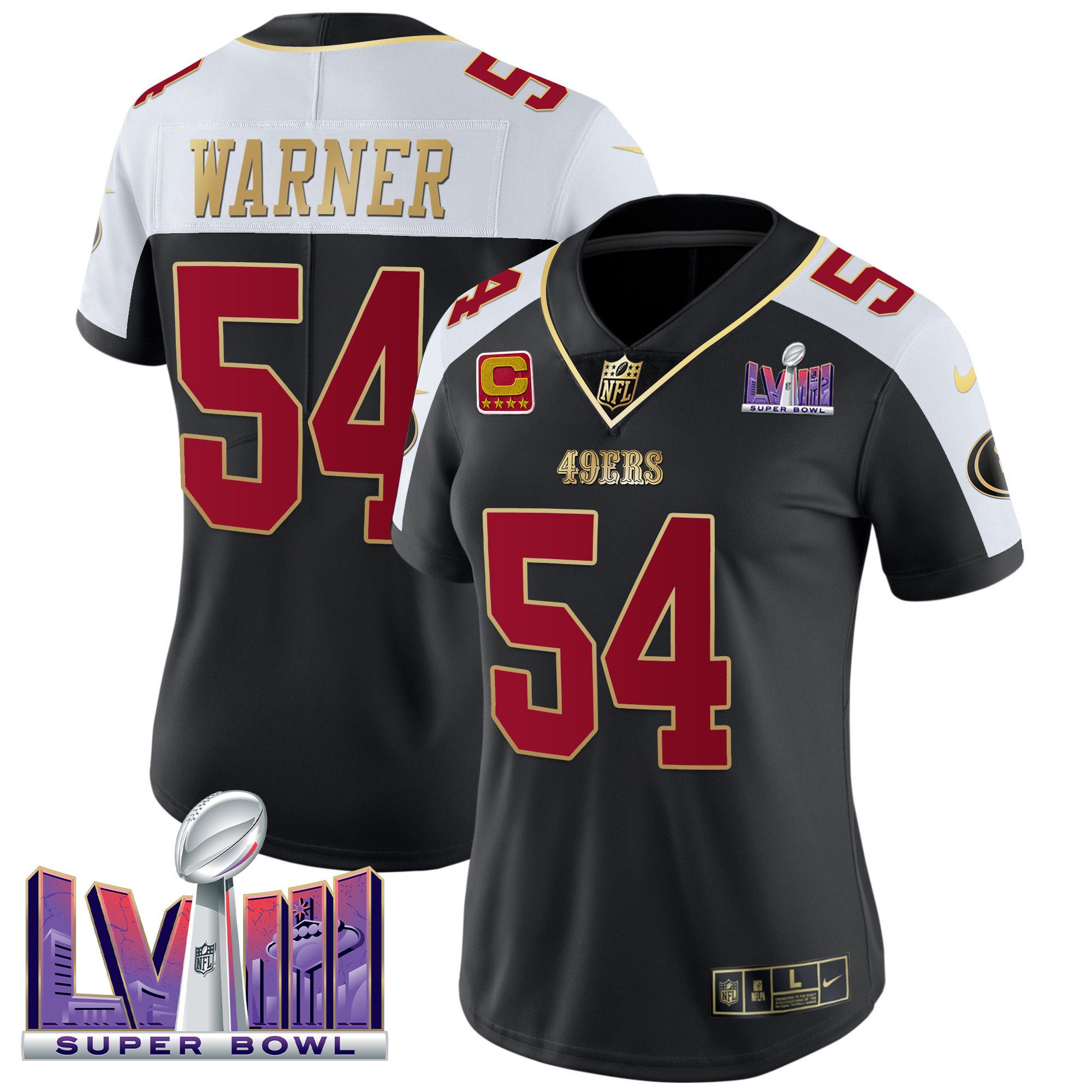 Women's 49ers Super Bowl LVIII Patch Vapor Jersey - All Stitched - Image 5