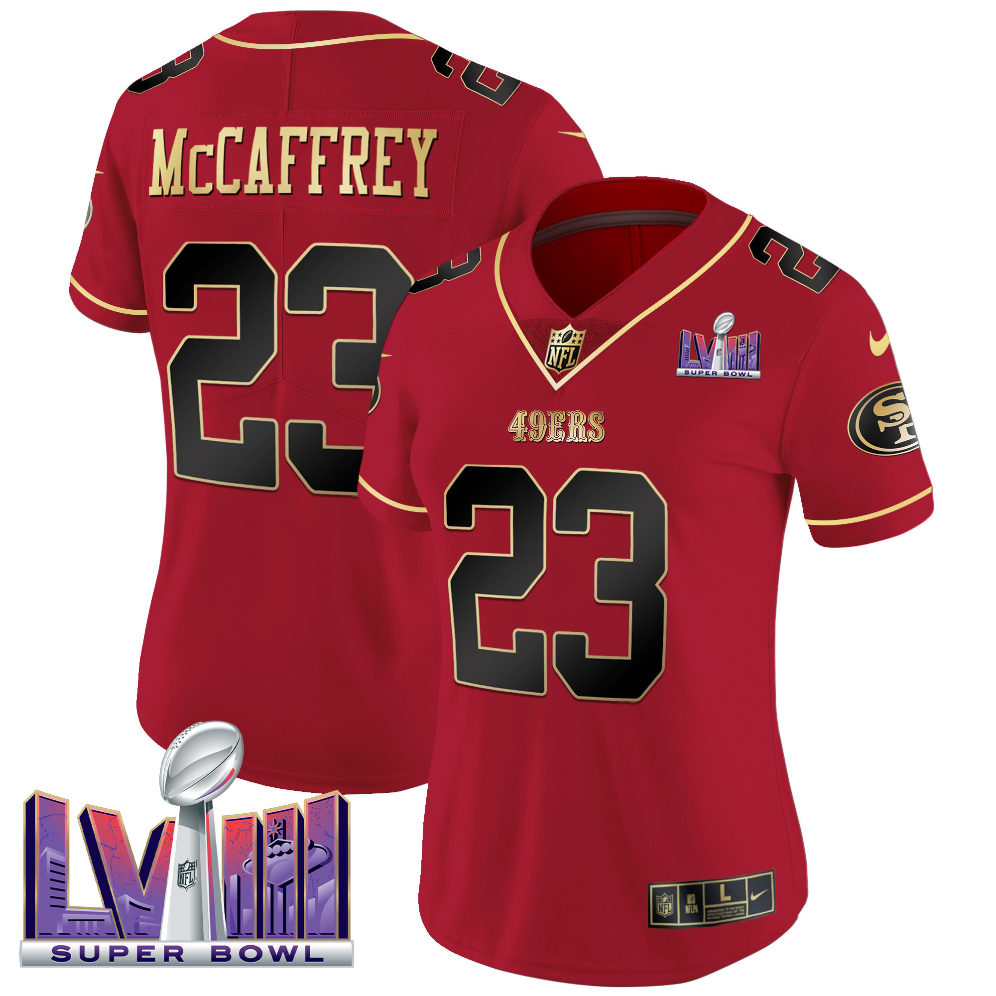 Women's 49ers Super Bowl LVIII Patch Vapor Jersey - All Stitched - Image 11