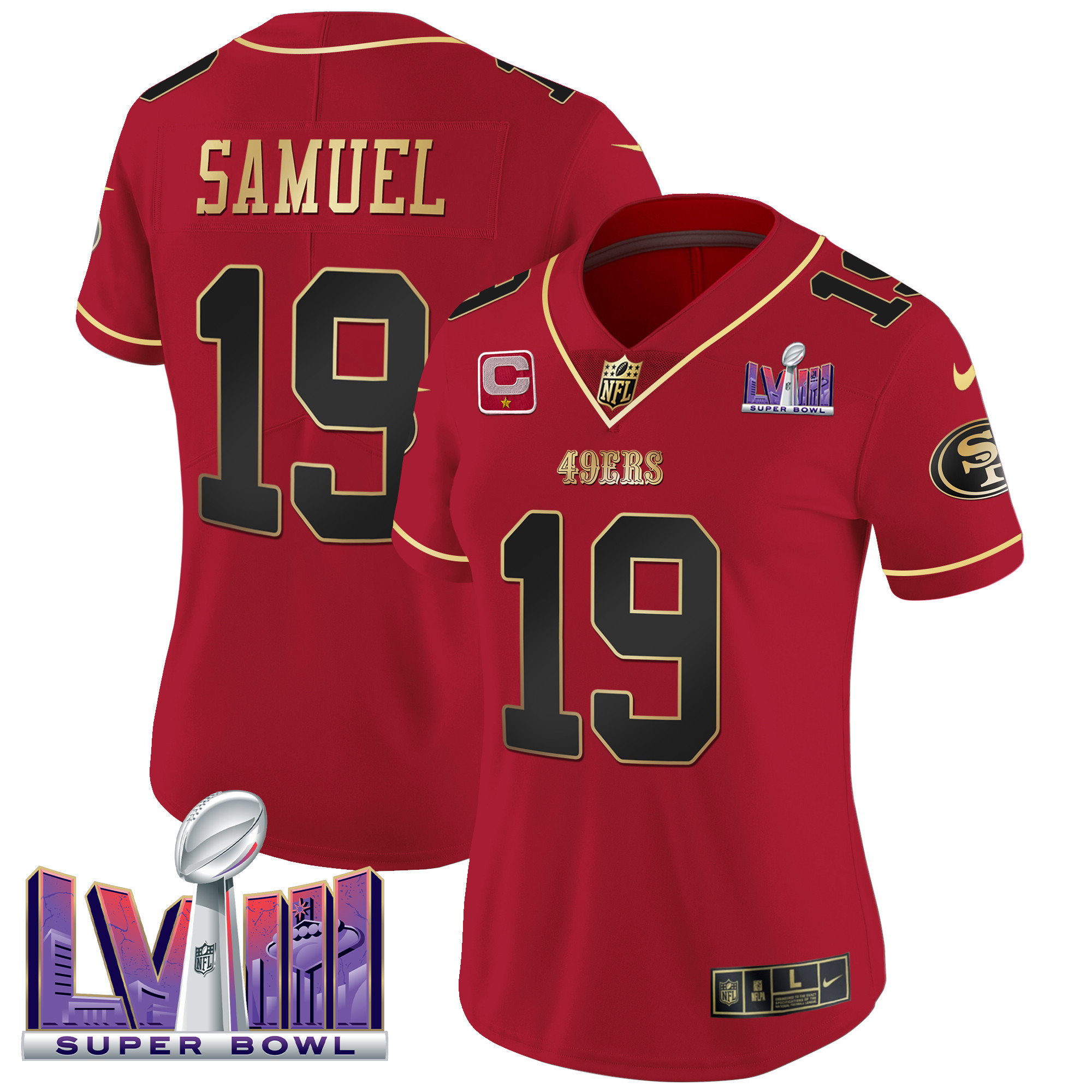 Women's 49ers Super Bowl LVIII Patch Vapor Jersey - All Stitched - Image 12