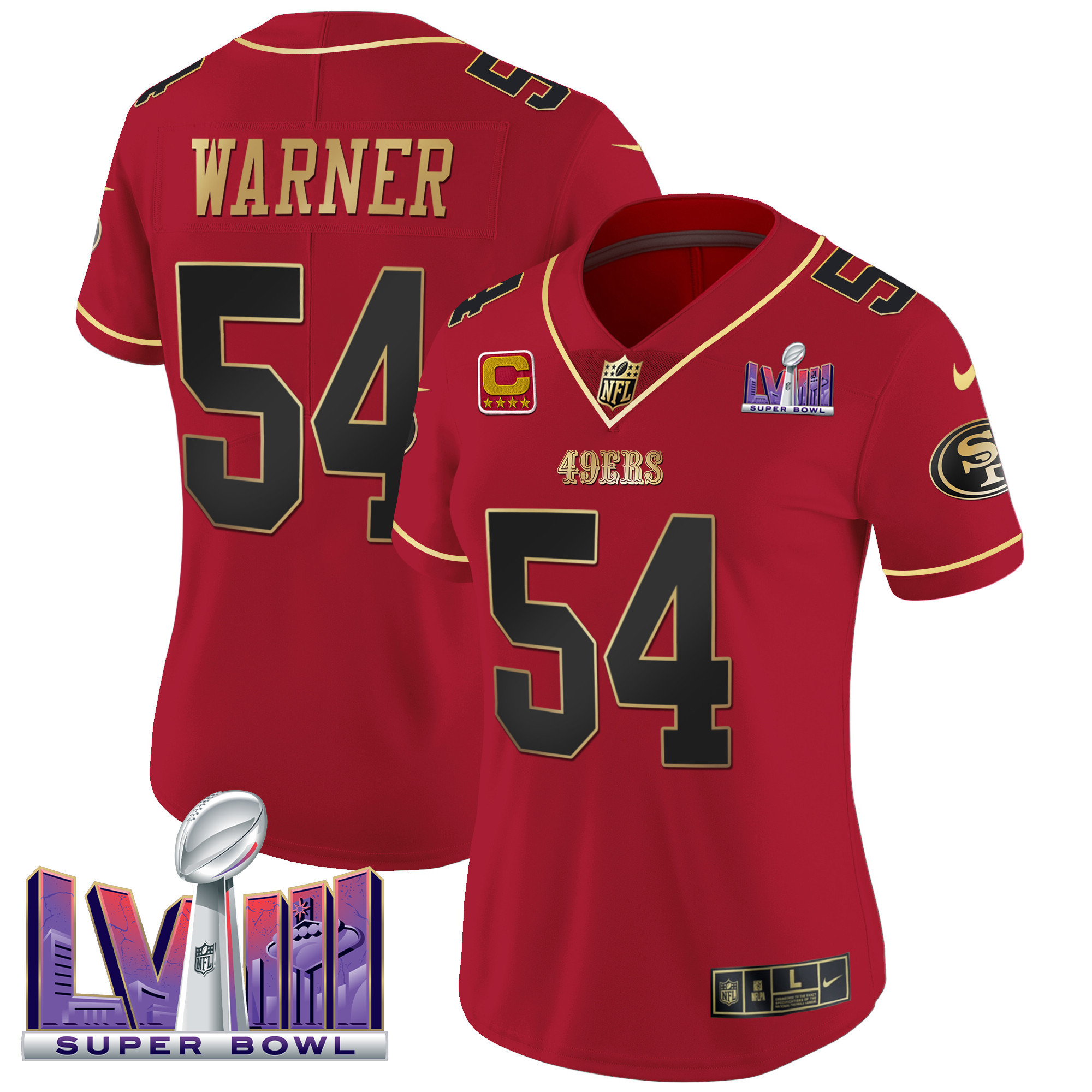 Women's 49ers Super Bowl LVIII Patch Vapor Jersey - All Stitched - Image 15