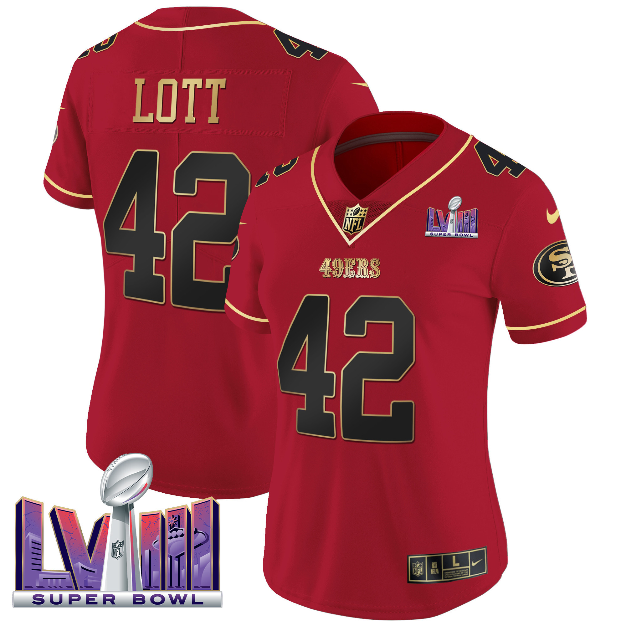 Women's 49ers Super Bowl LVIII Patch Vapor Jersey - All Stitched - Image 19
