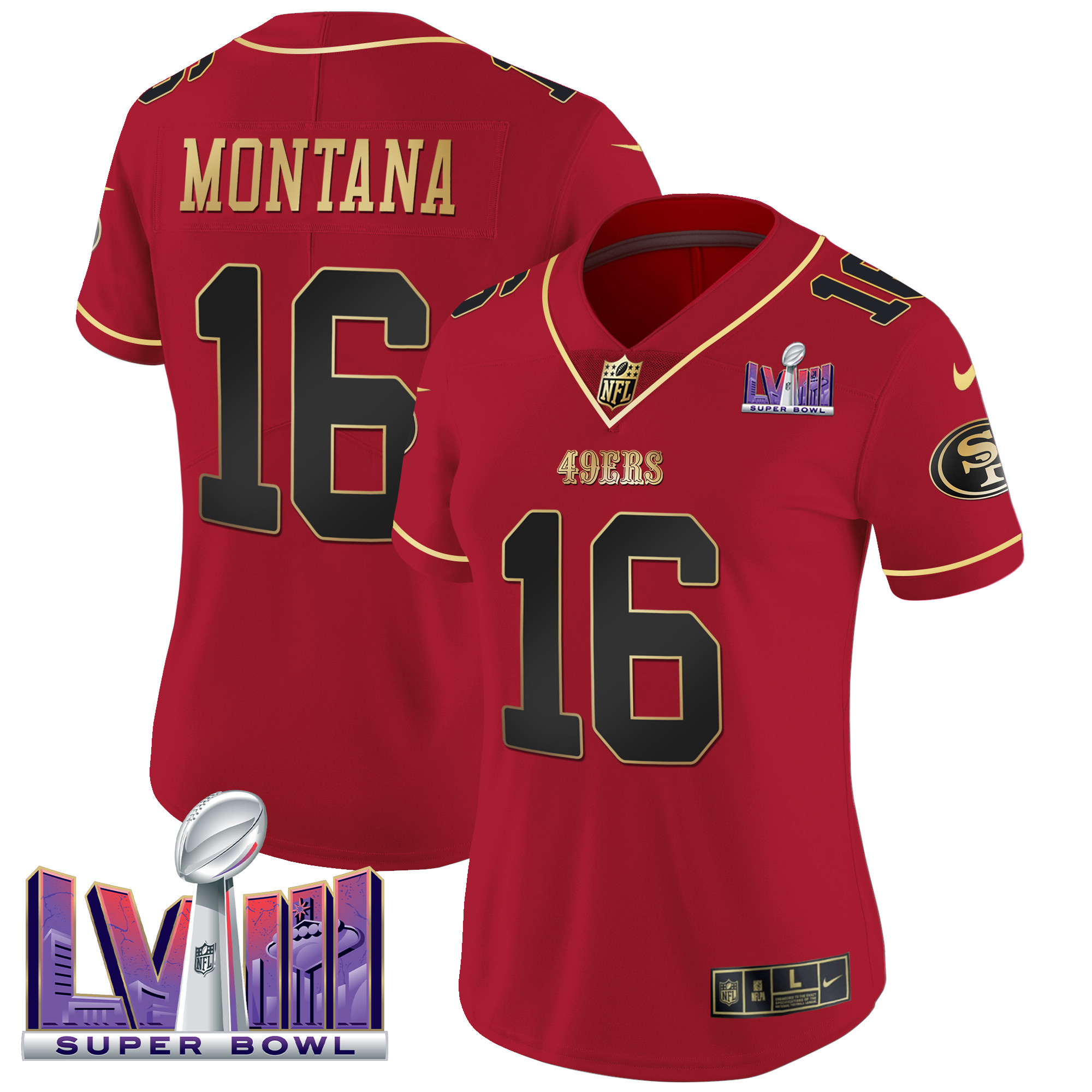 Women's 49ers Super Bowl LVIII Patch Vapor Jersey - All Stitched - Image 18