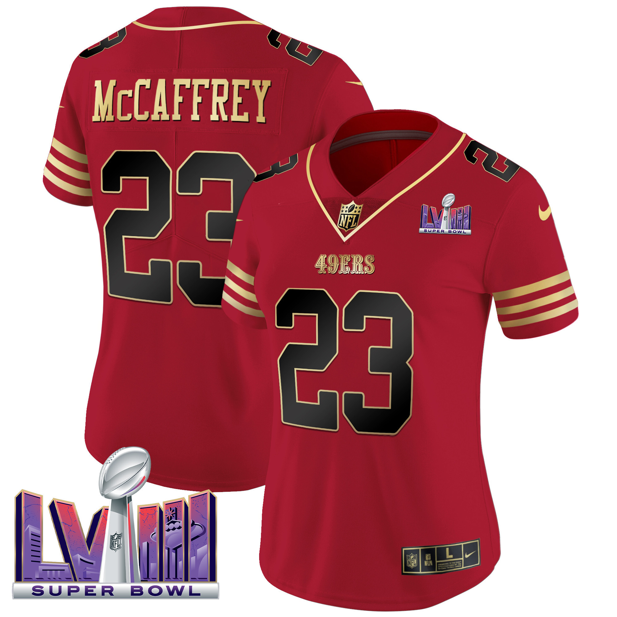 Women's 49ers Super Bowl LVIII Patch Vapor Jersey - All Stitched - Image 21