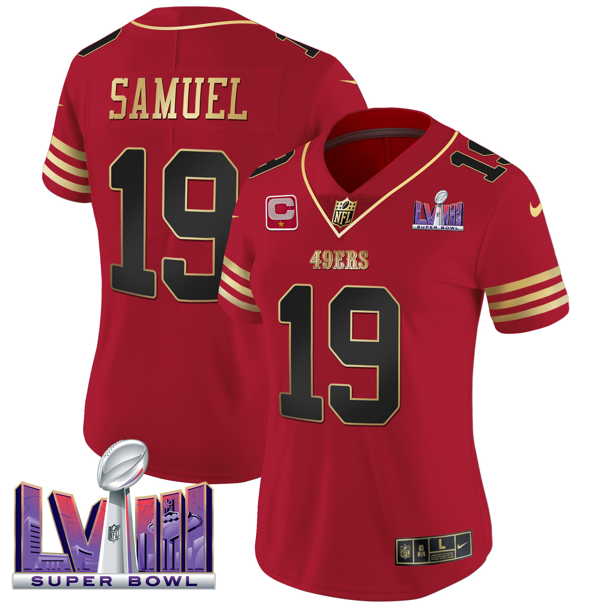 Women's 49ers Super Bowl LVIII Patch Vapor Jersey - All Stitched - Image 22