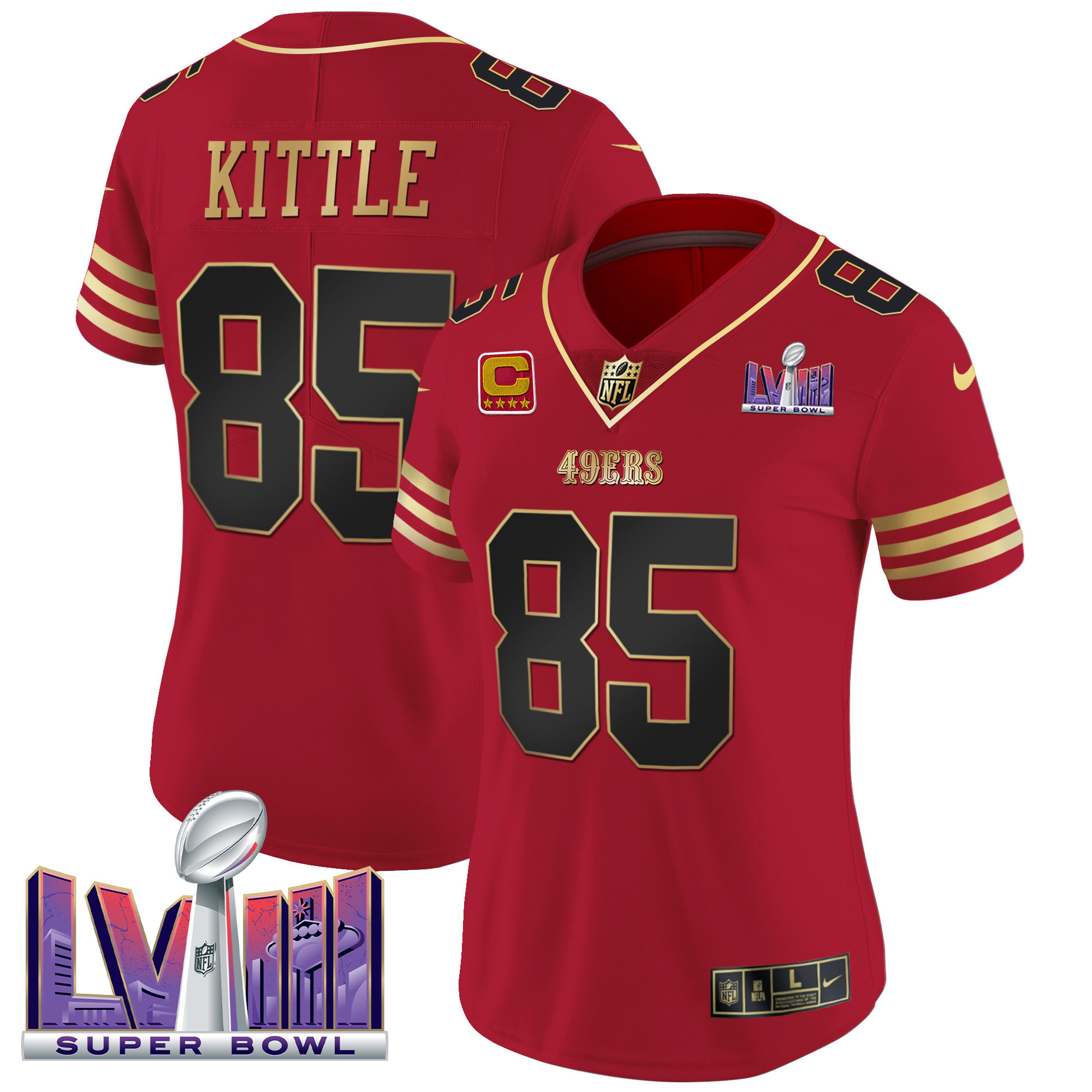 Women's 49ers Super Bowl LVIII Patch Vapor Jersey - All Stitched - Image 24