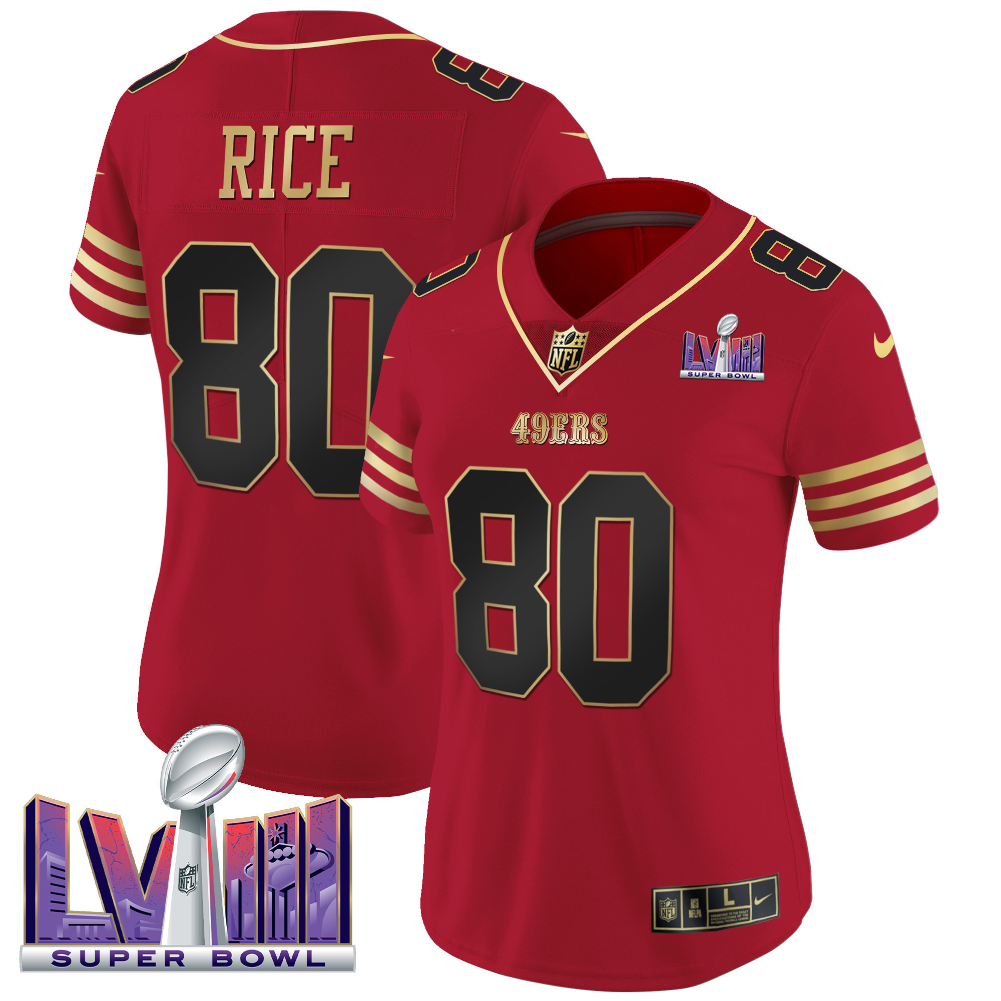 Women's 49ers Super Bowl LVIII Patch Vapor Jersey - All Stitched - Image 26