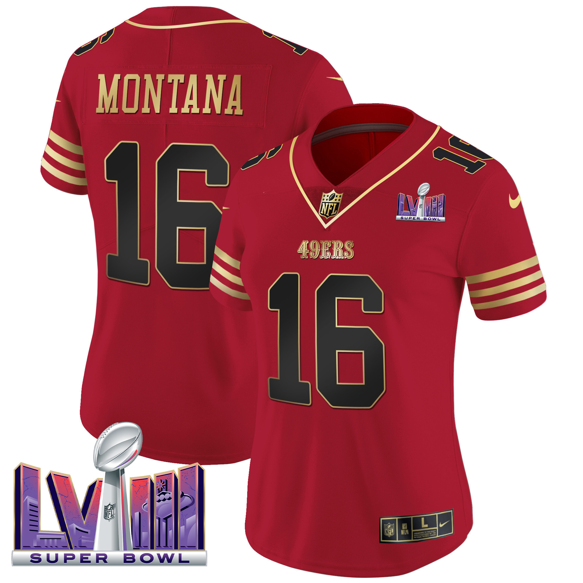 Women's 49ers Super Bowl LVIII Patch Vapor Jersey - All Stitched - Image 28