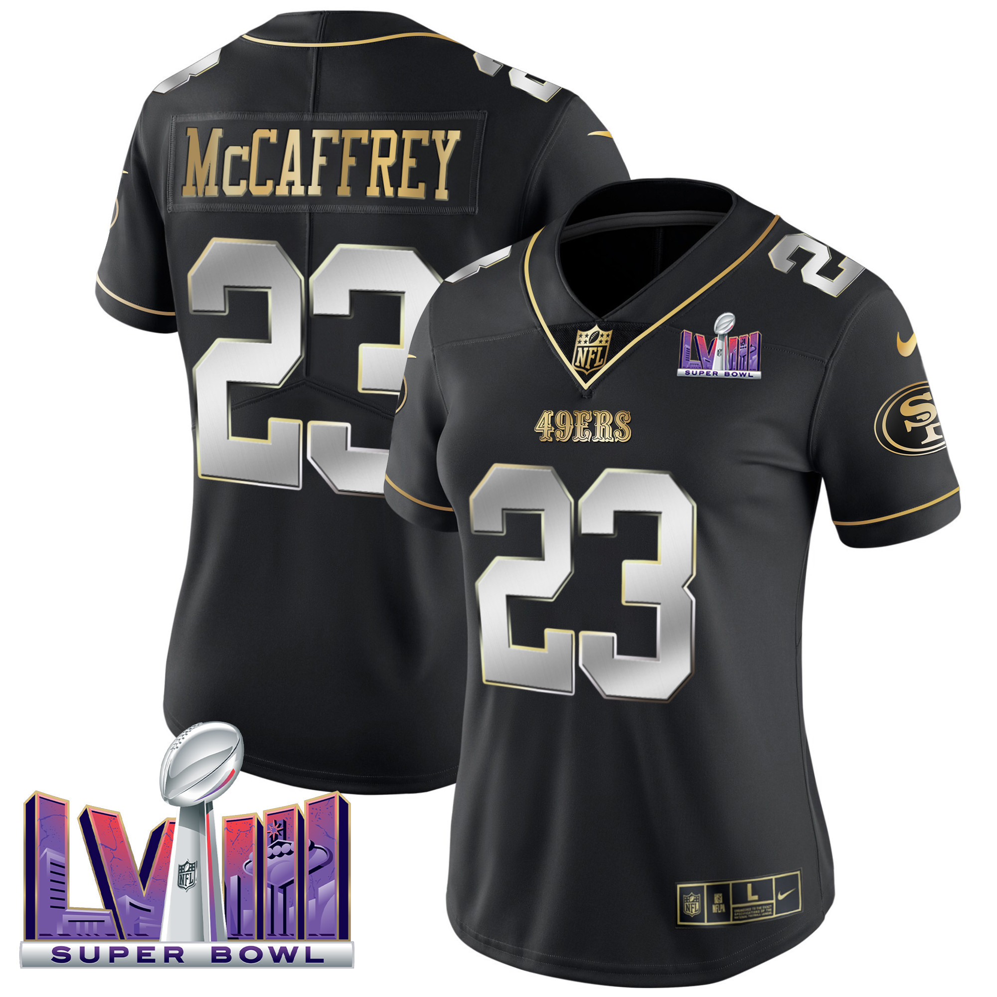 Women's 49ers Super Bowl LVIII Patch Vapor Jersey - All Stitched - Image 31