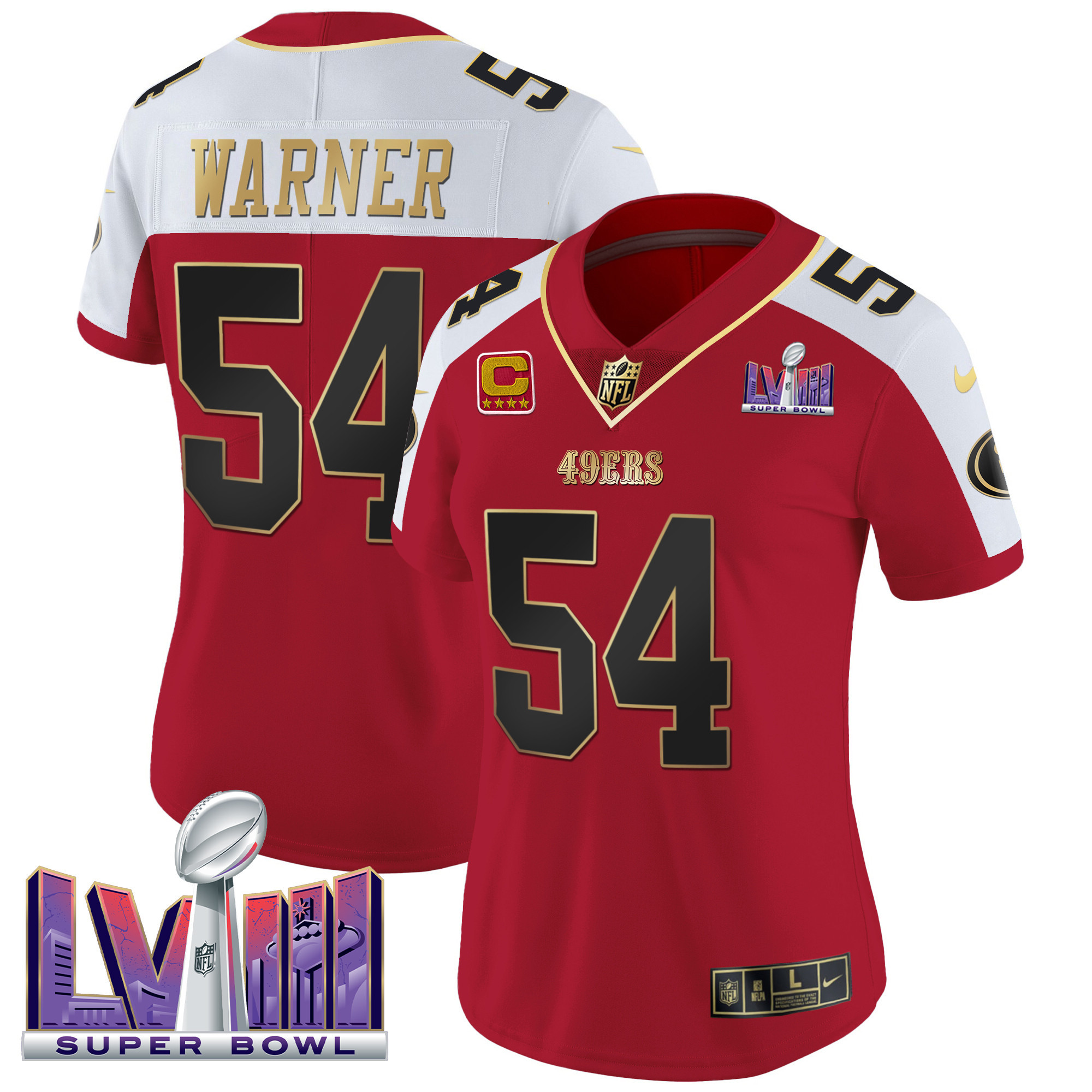 Women's 49ers Super Bowl LVIII Patch Vapor Jersey - All Stitched - Image 45